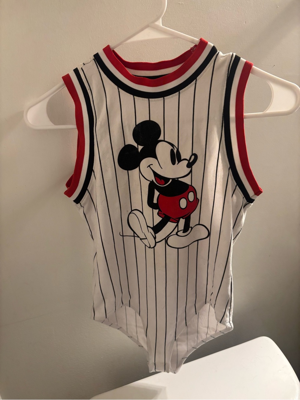 Mickey Mouse baseball striped bodysuit